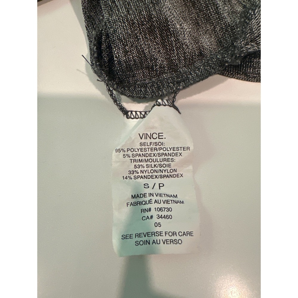 Vince Women Grey Space Dye Metallic Short Sleeve T-Shirt V3282-82385 Small - Picture 3 of 4